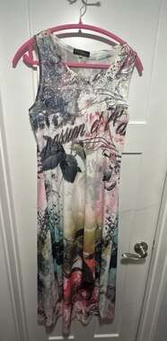 Christine Phillippe Dress Size L Multi Floral Lace High Low